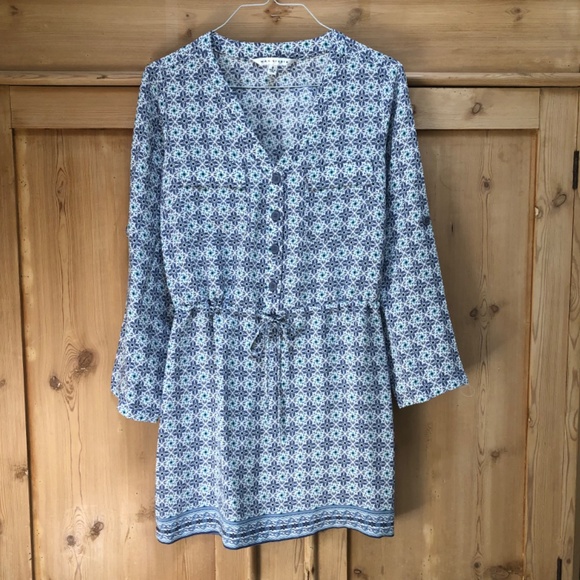 Max Studio Mosaic Blue Printed Drawstring Short Dress Size S - Picture 9 of 11